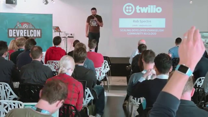 Rob Spectre speaking on scaling developer evangelism at Twilio